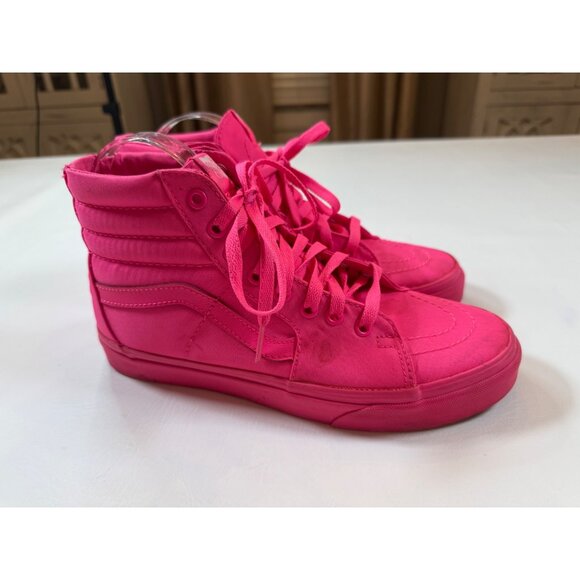 Vans Sk8-Hi High-Top Sneakers Womens 9 Hot Pink Casual Lace-Up Canvas Shoes Skat - Picture 1 of 9